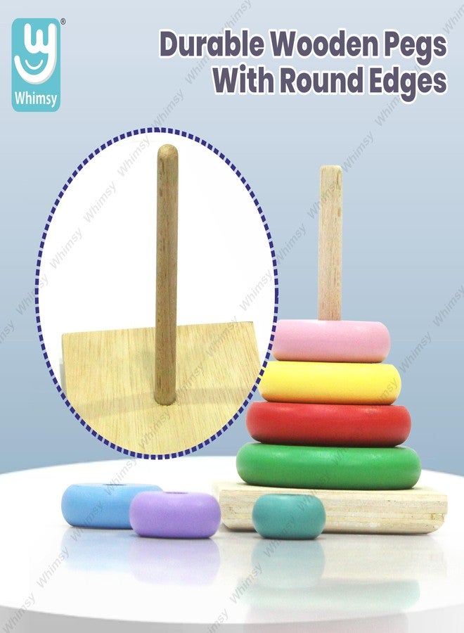 ويمسي لعبة حلقات خشبية مرحة للأطفال، لعبة فرز وتكديس حلقات بألوان قوس قزح للأطفال فوق 12 شهرًا - Image 5